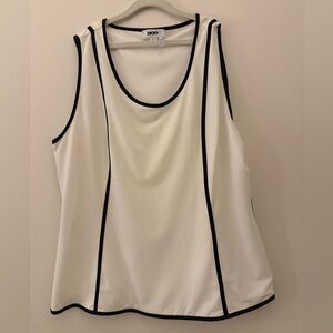 DKNY White Tank with Black Piping Trim